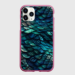 Чехол iPhone 11 Pro матовый Перламутровая змеиная кожа, цвет: 3D-малиновый