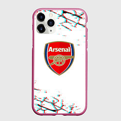 Чехол iPhone 11 Pro матовый Arsenal fc текстура, цвет: 3D-малиновый