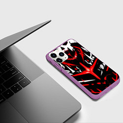 Чехол iPhone 11 Pro матовый Бело-красная абстракция на чёрном фоне, цвет: 3D-фиолетовый — фото 2