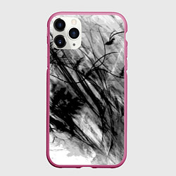 Чехол iPhone 11 Pro матовый Серый абстрактный серо-черный шрих, цвет: 3D-малиновый
