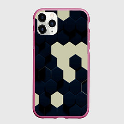 Чехол iPhone 11 Pro матовый Соты абстракция, цвет: 3D-малиновый