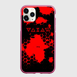 Чехол iPhone 11 Pro матовый The Witcher hexagon краски, цвет: 3D-малиновый