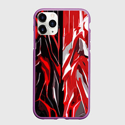 Чехол iPhone 11 Pro матовый Красная абстракция на чёрно-белом фоне, цвет: 3D-фиолетовый