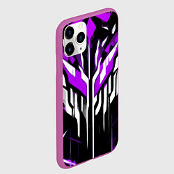 Чехол iPhone 11 Pro матовый Purple and white abstraction on a black background, цвет: 3D-фиолетовый — фото 2