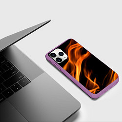 Чехол iPhone 11 Pro матовый Языки пламени текстура, цвет: 3D-фиолетовый — фото 2