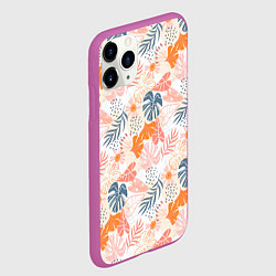 Чехол iPhone 11 Pro матовый Паттерн узор листьев, цвет: 3D-фиолетовый — фото 2