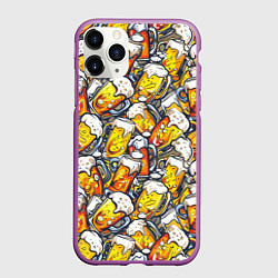 Чехол iPhone 11 Pro матовый Граффити пиво пенное, цвет: 3D-фиолетовый