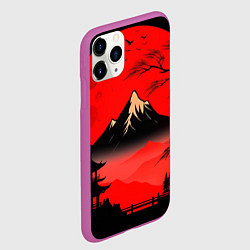 Чехол iPhone 11 Pro матовый Красный закат и горы, цвет: 3D-фиолетовый — фото 2