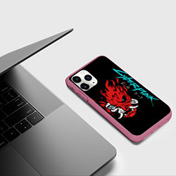 Чехол iPhone 11 Pro матовый Cyberpunk Samurai Dark Warrior, цвет: 3D-малиновый — фото 2