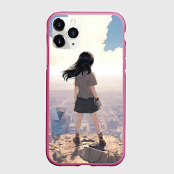 Чехол iPhone 11 Pro матовый Девушка аниме, цвет: 3D-малиновый