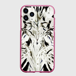 Чехол iPhone 11 Pro матовый Black and white abstraction, цвет: 3D-малиновый