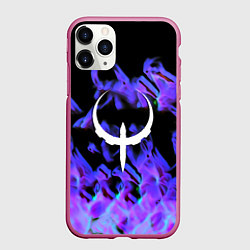 Чехол iPhone 11 Pro матовый Квейк неоновый огонь, цвет: 3D-малиновый