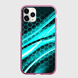 Чехол iPhone 11 Pro матовый Неоновая броня абстракция, цвет: 3D-малиновый