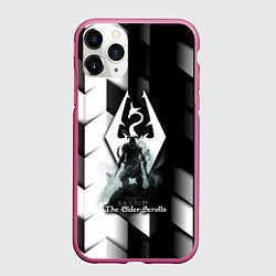 Чехол iPhone 11 Pro матовый The Elder Scrolls geometry, цвет: 3D-малиновый