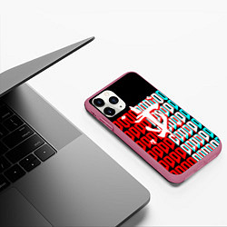 Чехол iPhone 11 Pro матовый Doom logo надписи, цвет: 3D-малиновый — фото 2