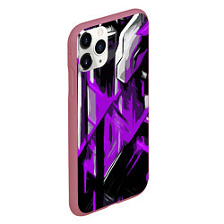 Чехол iPhone 11 Pro матовый White and purple abstraction on a black background, цвет: 3D-малиновый — фото 2