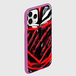 Чехол iPhone 11 Pro матовый Red and white abstraction on a black background, цвет: 3D-фиолетовый — фото 2