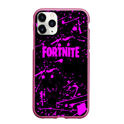 Чехол iPhone 11 Pro матовый Fortnite краски, цвет: 3D-малиновый