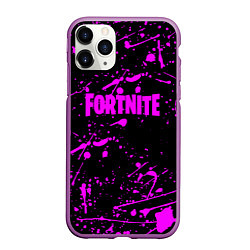 Чехол iPhone 11 Pro матовый Fortnite краски, цвет: 3D-фиолетовый