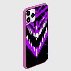 Чехол iPhone 11 Pro матовый Фиолетово-белая пасть на чёрном фоне, цвет: 3D-фиолетовый — фото 2