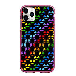 Чехол iPhone 11 Pro матовый Marshmello dj colors, цвет: 3D-малиновый