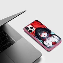 Чехол iPhone 11 Pro матовый Девушка в стиле аниме в воде, цвет: 3D-малиновый — фото 2
