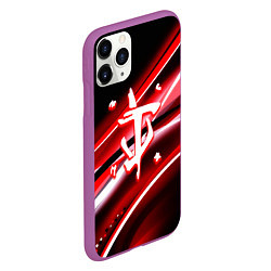 Чехол iPhone 11 Pro матовый Doom logo geometry, цвет: 3D-фиолетовый — фото 2