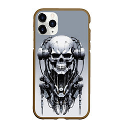 Чехол iPhone 11 Pro матовый Cool cyber skull - ai art fantasy, цвет: 3D-коричневый