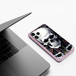 Чехол iPhone 11 Pro матовый Cyber skull - ai art, цвет: 3D-розовый — фото 2