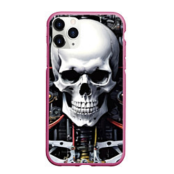 Чехол iPhone 11 Pro матовый Cyber skull - ai art, цвет: 3D-малиновый