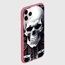 Чехол iPhone 11 Pro матовый Cyber skull - ai art, цвет: 3D-малиновый — фото 2
