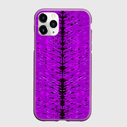 Чехол iPhone 11 Pro матовый Чёрная вертикальная полоса на фиолетовом фоне, цвет: 3D-фиолетовый