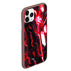 Чехол iPhone 11 Pro матовый Красно-чёрная киберпанк абстракция, цвет: 3D-коричневый — фото 2