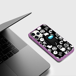 Чехол iPhone 11 Pro матовый Among us anime, цвет: 3D-фиолетовый — фото 2