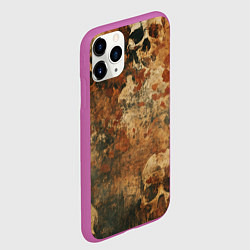 Чехол iPhone 11 Pro матовый Грязный гранж с черепами, цвет: 3D-фиолетовый — фото 2