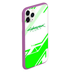 Чехол iPhone 11 Pro матовый Cyberpunk 2077 geometry green, цвет: 3D-фиолетовый — фото 2