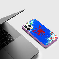 Чехол iPhone 11 Pro матовый The Witcher logo horror, цвет: 3D-фиолетовый — фото 2
