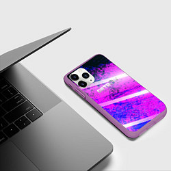 Чехол iPhone 11 Pro матовый Detroit become human neon, цвет: 3D-фиолетовый — фото 2