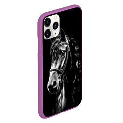 Чехол iPhone 11 Pro матовый Конь вороной кудрявый, цвет: 3D-фиолетовый — фото 2