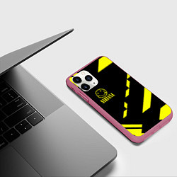 Чехол iPhone 11 Pro матовый Nirvana geometry yellow, цвет: 3D-малиновый — фото 2