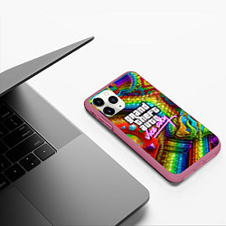 Чехол iPhone 11 Pro матовый GTA casino steel, цвет: 3D-малиновый — фото 2