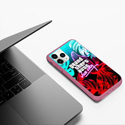 Чехол iPhone 11 Pro матовый GTA vice city tropic, цвет: 3D-малиновый — фото 2