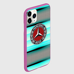Чехол iPhone 11 Pro матовый Mercedes benz текстура карбон, цвет: 3D-фиолетовый — фото 2