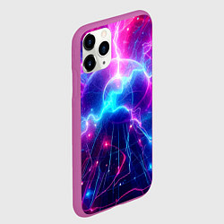 Чехол iPhone 11 Pro матовый Космическая неоновая абстракция - нейроарт, цвет: 3D-фиолетовый — фото 2