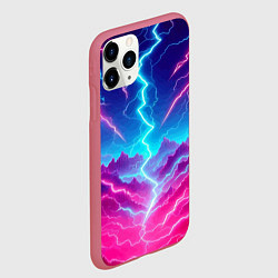 Чехол iPhone 11 Pro матовый Фантастический неоновый пейзаж - нейроарт, цвет: 3D-малиновый — фото 2