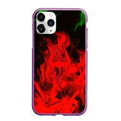 Чехол iPhone 11 Pro матовый Skyrim fire steel, цвет: 3D-фиолетовый