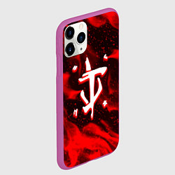 Чехол iPhone 11 Pro матовый Doom logo fire, цвет: 3D-фиолетовый — фото 2