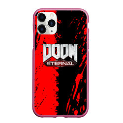 Чехол iPhone 11 Pro матовый Doom eternal краски, цвет: 3D-малиновый