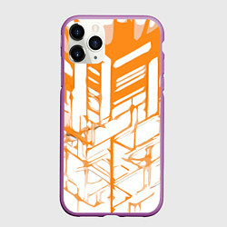 Чехол iPhone 11 Pro матовый Агрессивные оранжевые полосы на белом фоне, цвет: 3D-фиолетовый
