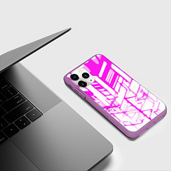Чехол iPhone 11 Pro матовый Агрессивные розовые полосы на белом фоне, цвет: 3D-фиолетовый — фото 2
